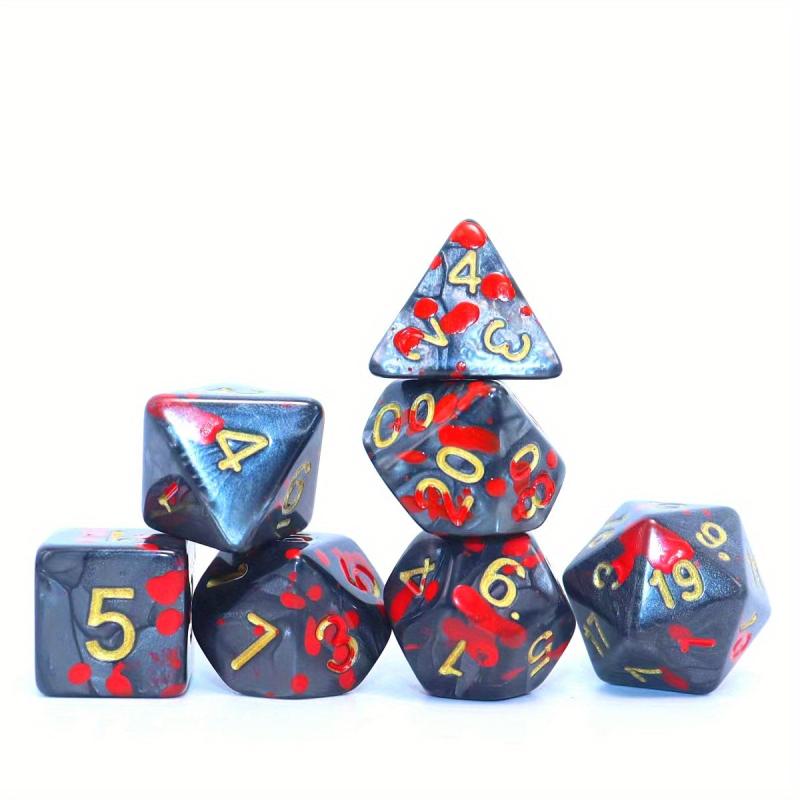 Bloodstained Pearl And Red Polyhedral Dice Set - 7pcs