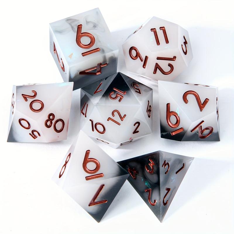 7pcs Resin Polyhedral Dices for Cosplay Board Game Gift