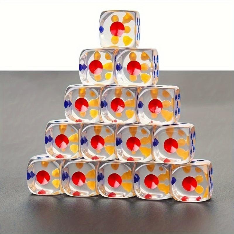 10pcs Colorful Resin Dices Set for Bar Games 14mm Transparent Chess Accessories