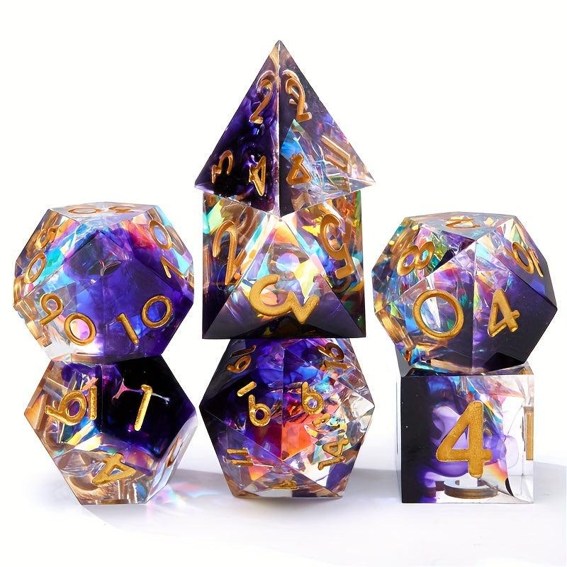 7pcs Resin Sharp Edge Polyhedral Dice Set for Board Game