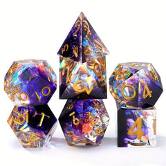 7pcs Resin Sharp Edge Polyhedral Dice Set for Board Game