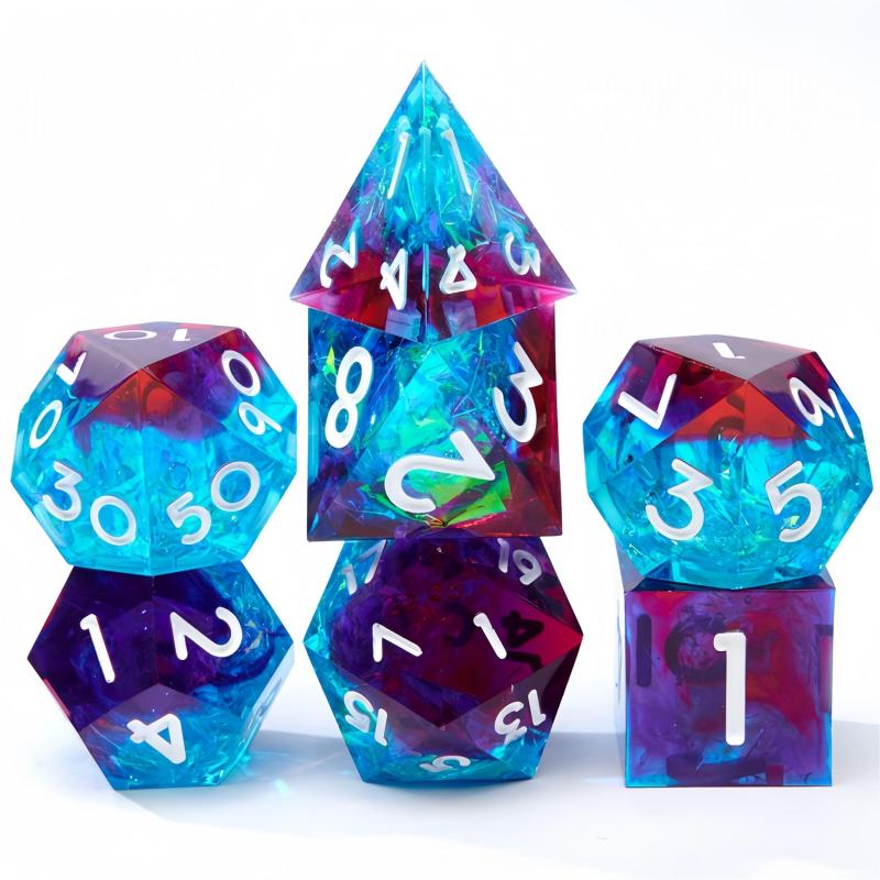 7pcs Resin Sharp Edge Polyhedral Dice Set for Board Game