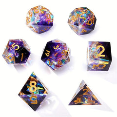 7pcs Resin Sharp Edge Polyhedral Dice Set for Board Game