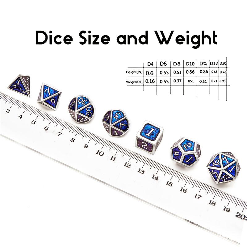 7pcs Metal Dice Set Polyhedral for RPG Board Games Tabletop Props
