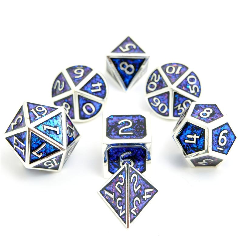 7pcs Metal Dice Set Polyhedral for RPG Board Games Tabletop Props