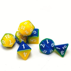 7pcs Yellow Layered Polyhedral Tabletop Game Dice Set