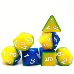 7pcs Yellow Layered Polyhedral Tabletop Game Dice Set