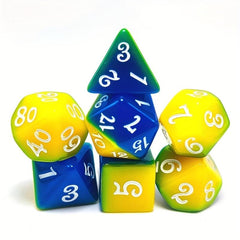 7pcs Yellow Layered Polyhedral Tabletop Game Dice Set