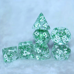 7pcs Transparent Green Glitter Dice Set for Role Playing Games