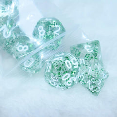 7pcs Transparent Green Glitter Dice Set for Role Playing Games