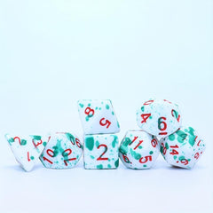 7pcs Green Spray Paint Temperature Change Dice, Magic Polyhedral Acrylic Dice