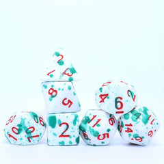 7pcs Green Spray Paint Temperature Change Dice, Magic Polyhedral Acrylic Dice