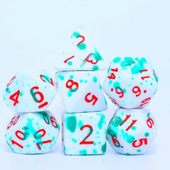 7pcs Green Spray Paint Temperature Change Dice, Magic Polyhedral Acrylic Dice