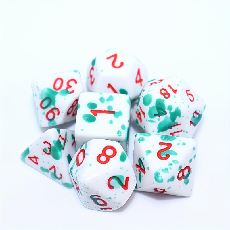 7pcs Green Spray Paint Temperature Change Dice, Magic Polyhedral Acrylic Dice