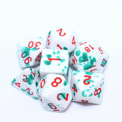 7pcs Green Spray Paint Temperature Change Dice, Magic Polyhedral Acrylic Dice