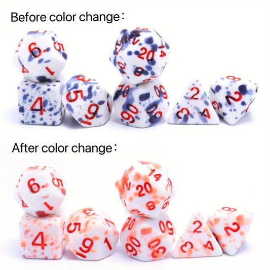 7pcs Dark Spray Painted Temperature Changing Magical Dice Set