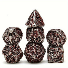 7pcs Hollow Skull Metal Polyhedral Dice Set Halloween Christmas Gift