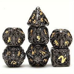 7pcs Hollow Skull Metal Polyhedral Dice Set Halloween Christmas Gift