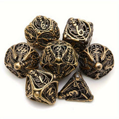 7pcs Hollow Skull Metal Polyhedral Dice Set Halloween Christmas Gift