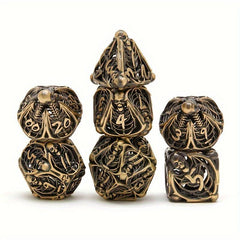 7pcs Hollow Skull Metal Polyhedral Dice Set Halloween Christmas Gift