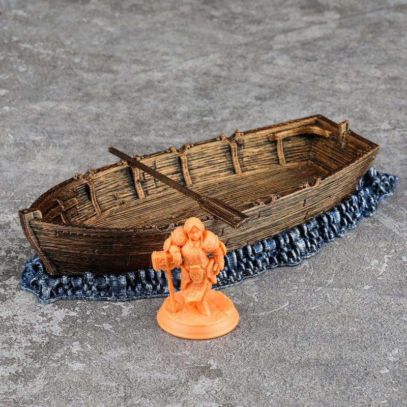Hand-Painted Row Boat for Fantasy Pirate Game Terrain