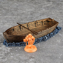 Hand-Painted Row Boat for Fantasy Pirate Game Terrain