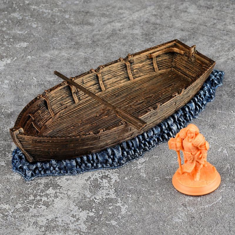 Hand-Painted Row Boat for Fantasy Pirate Game Terrain