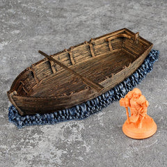 Hand-Painted Row Boat for Fantasy Pirate Game Terrain