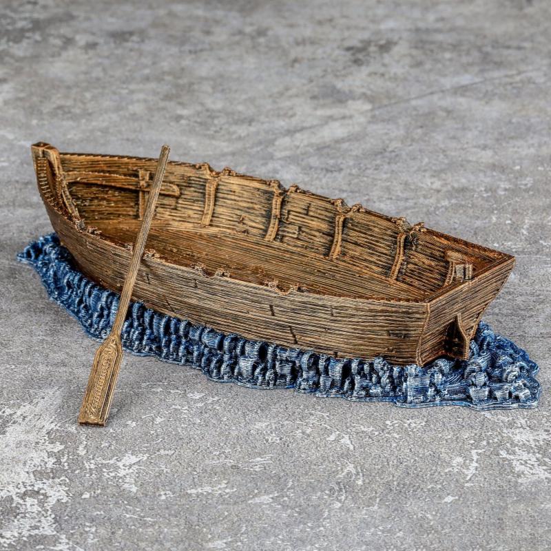 Hand-Painted Row Boat for Fantasy Pirate Game Terrain