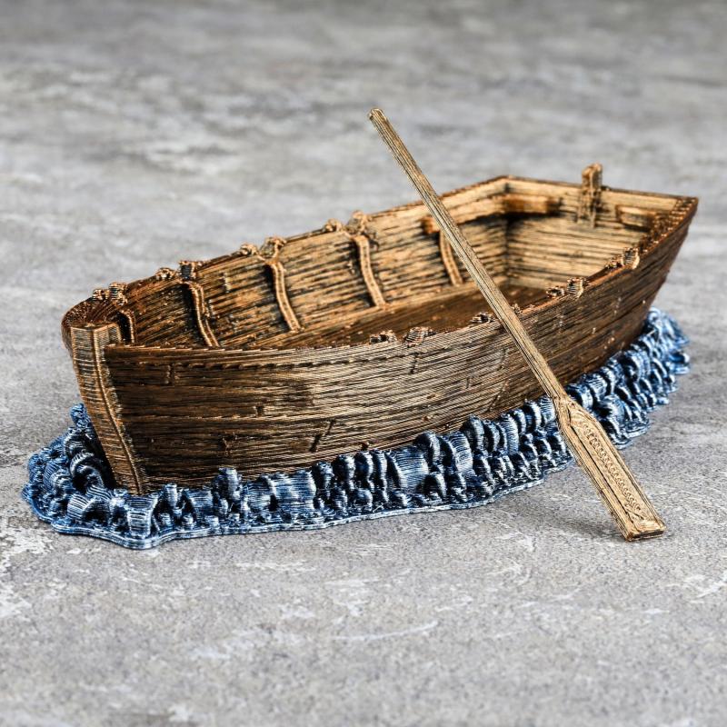 Hand-Painted Row Boat for Fantasy Pirate Game Terrain