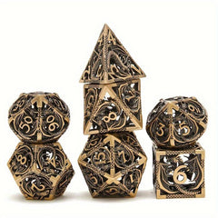 7pcs Hollow Dragon Metal Dice Set for RPG Halloween Party