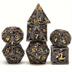 7pcs Hollow Dragon Metal Dice Set for RPG Halloween Party