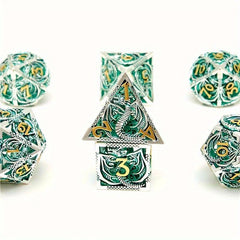 7pcs Hollow Dragon Metal Dice Set for RPG Halloween Party