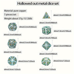 7pcs Hollow Dragon Metal Dice Set for RPG Halloween Party