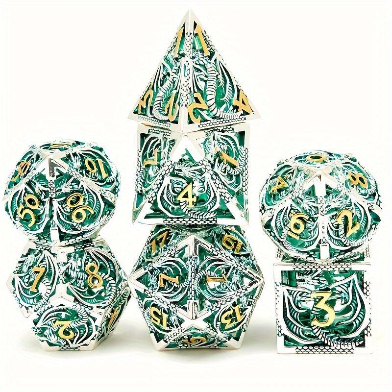 7pcs Hollow Dragon Metal Dice Set for RPG Halloween Party