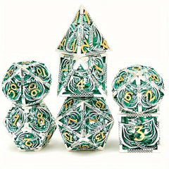 7pcs Hollow Dragon Metal Dice Set for RPG Halloween Party