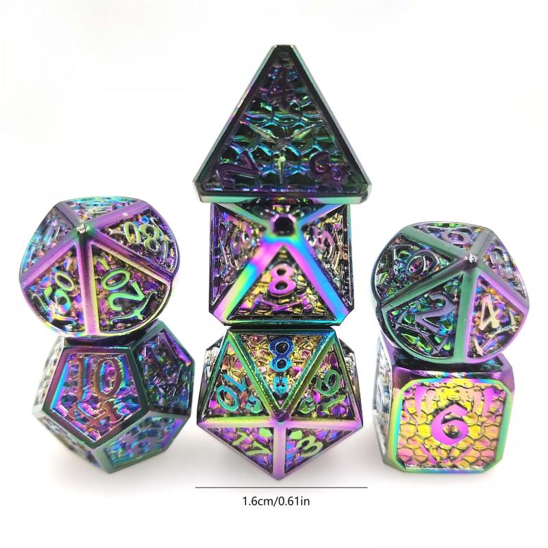 7pc Metal Dice Set Purple Mixed Dice for RPG