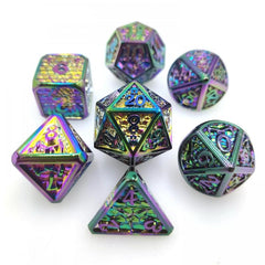 7pc Metal Dice Set Purple Mixed Dice for RPG