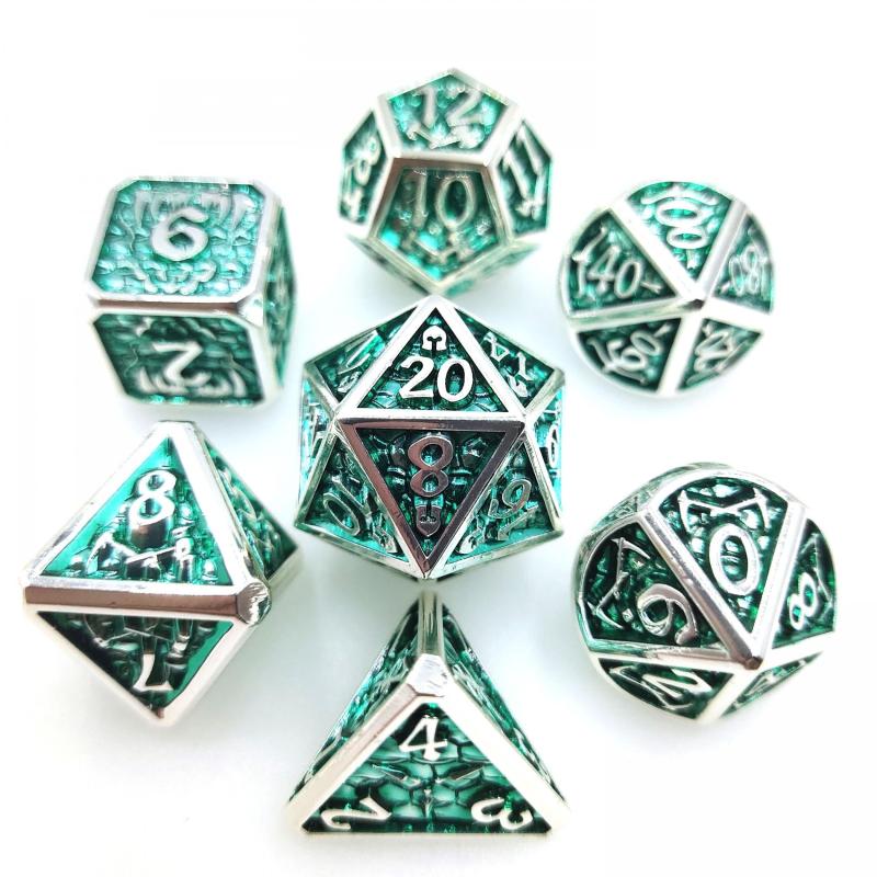7pc Metal Dice Set Purple Mixed Dice for RPG
