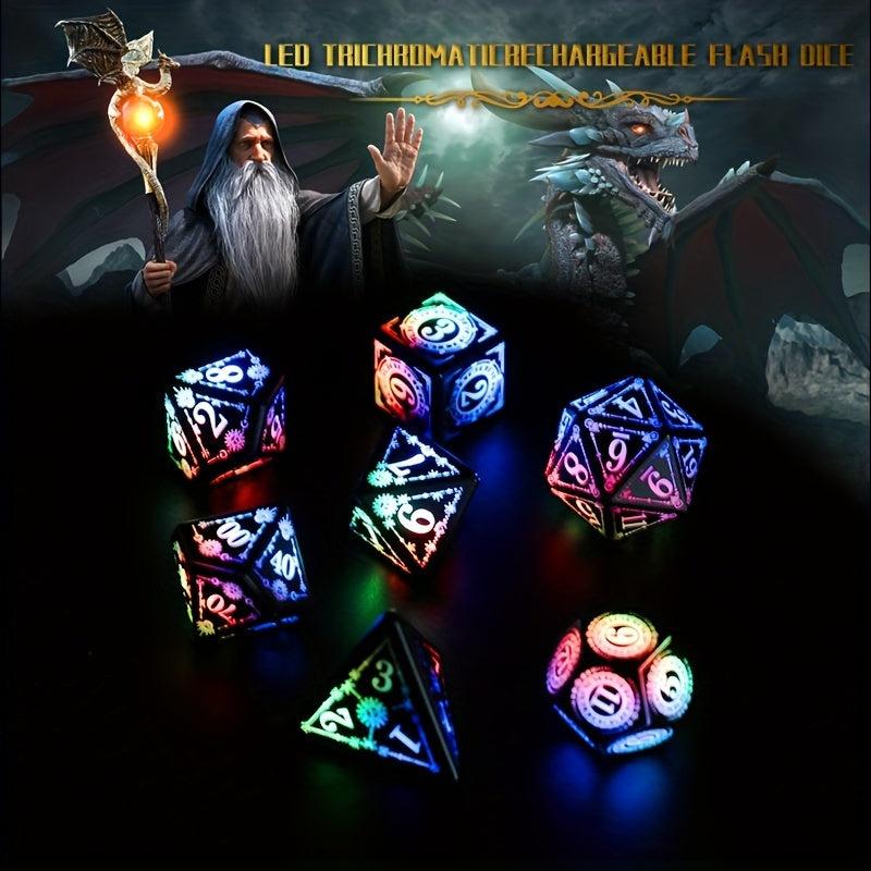 7pcs Rechargeable LED Dice Set for Board Game Nights