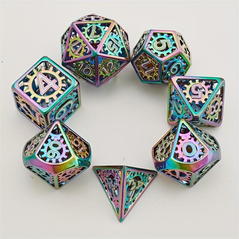 7pcs Hollow Gear Metal Dices Set For RPG Party Supplies