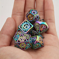 7pcs Hollow Gear Metal Dices Set For RPG Party Supplies