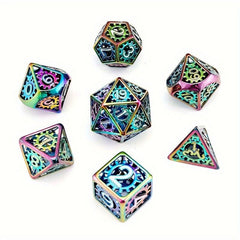 7pcs Hollow Gear Metal Dices Set For RPG Party Supplies