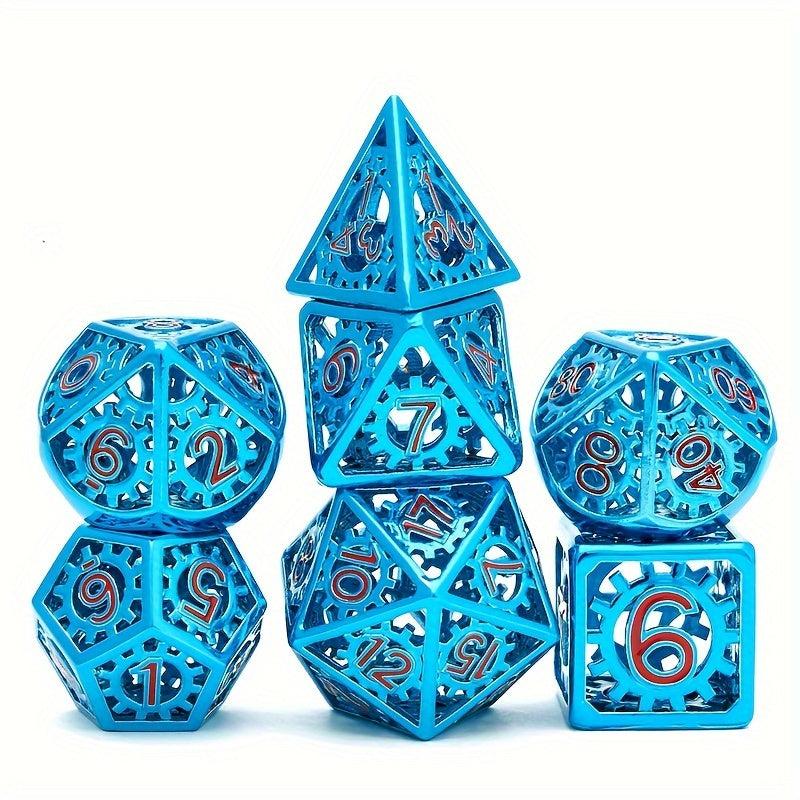7pcs Hollow Gear Metal Dices Set For RPG Party Supplies