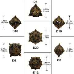 7Pc Rose Flower Metal Hollow Dice Set for Role Play