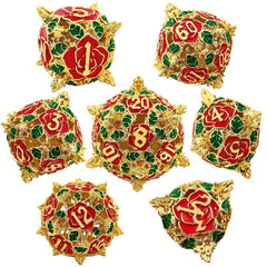 7Pc Rose Flower Metal Hollow Dice Set for Role Play