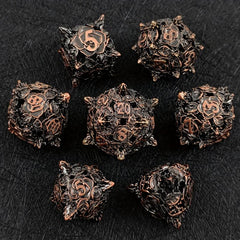 7Pc Rose Flower Metal Hollow Dice Set for Role Play