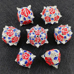 7Pc Rose Flower Metal Hollow Dice Set for Role Play