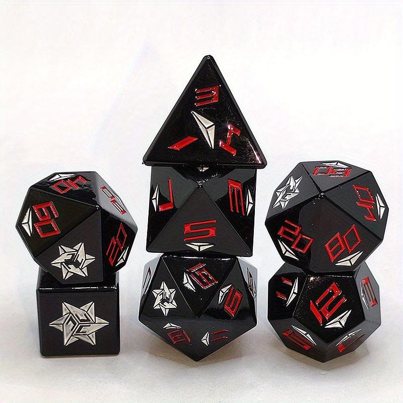7-Piece Metal Dice Set with Golden Numbers