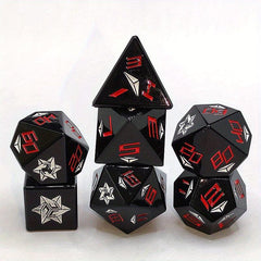 7-Piece Metal Dice Set with Golden Numbers